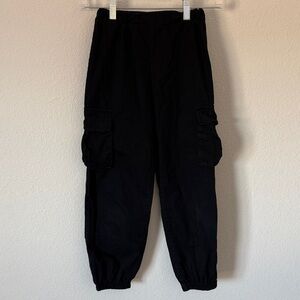 Black elastic waist cargo joggers